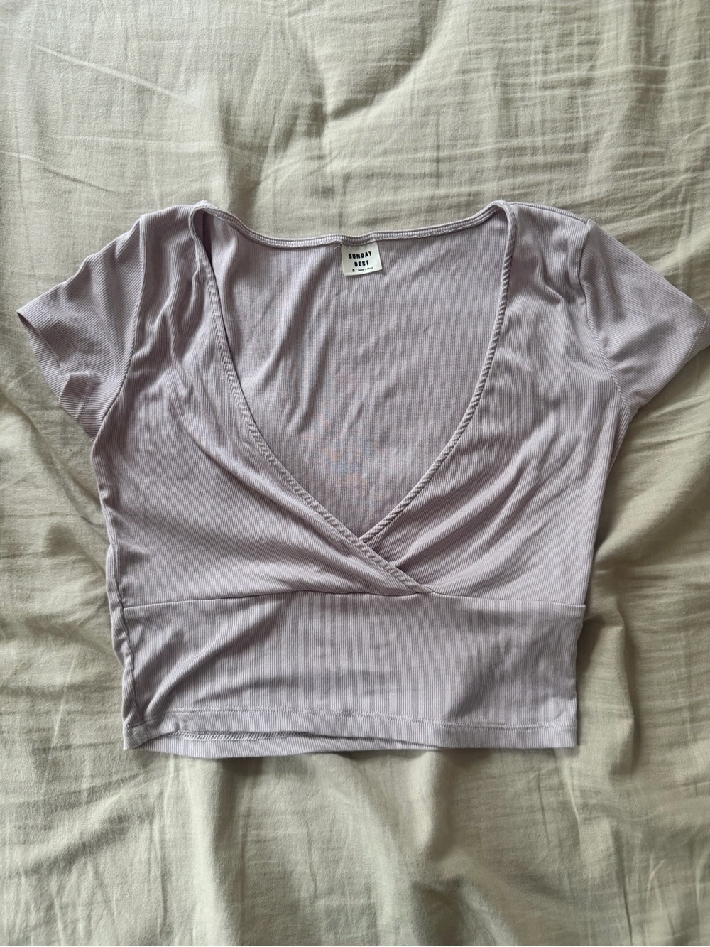 Sunday Best Light Lavender Wrap-Front Crop Top
